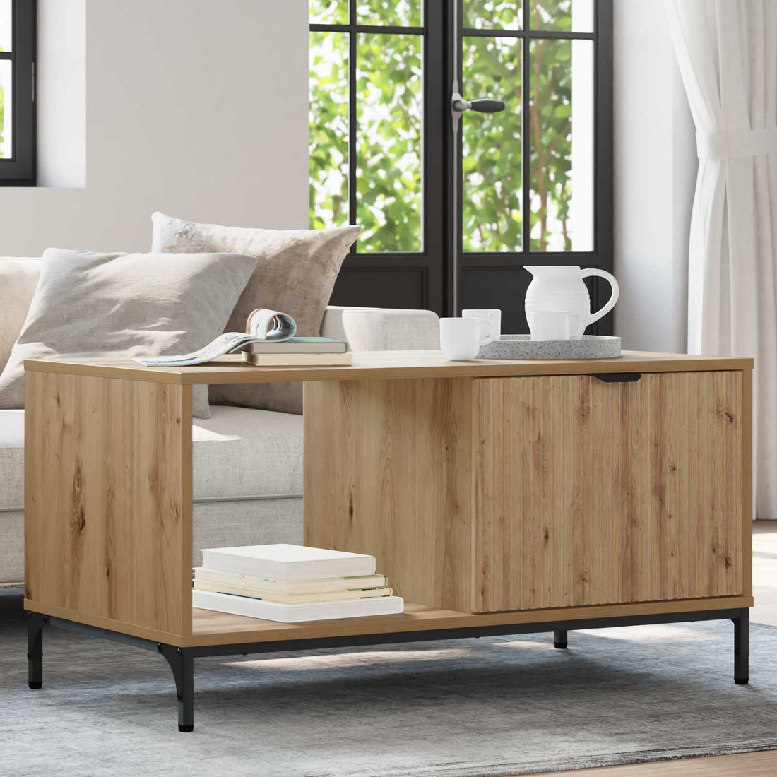vidaXL Mesa de Café Roble artisan 90 x 49 x 46 cm Madera de ingeniería