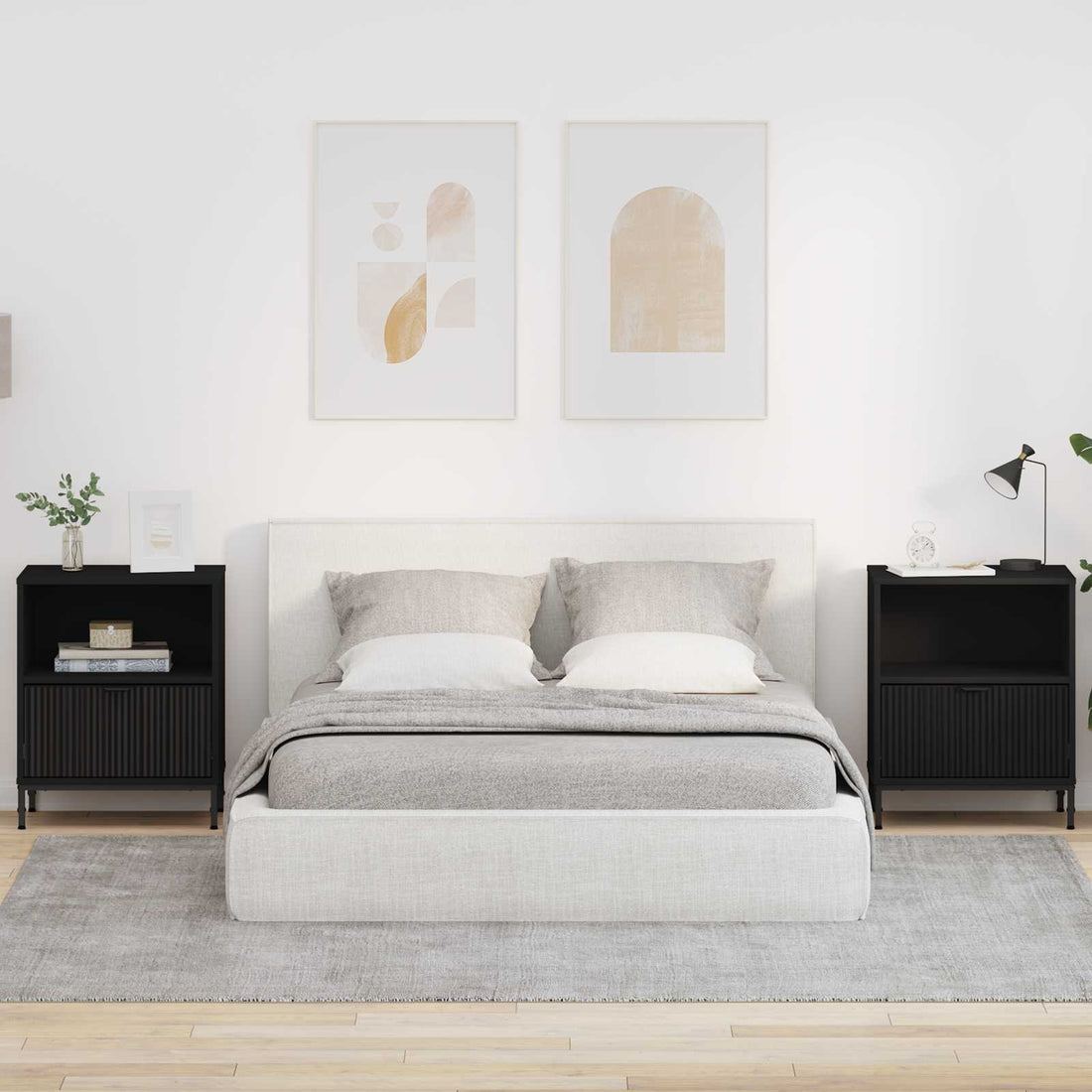 vidaXL Armario de Noche 2 uds. Negro 49 x 36 x 61 cm