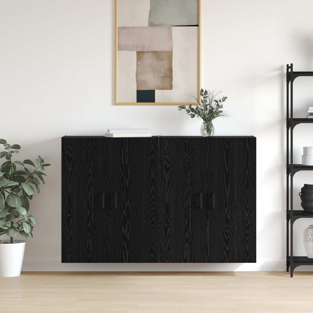 vidaXL Armario de pared 2 uds. Roble Negro 69,5 x 34 x 90 cm