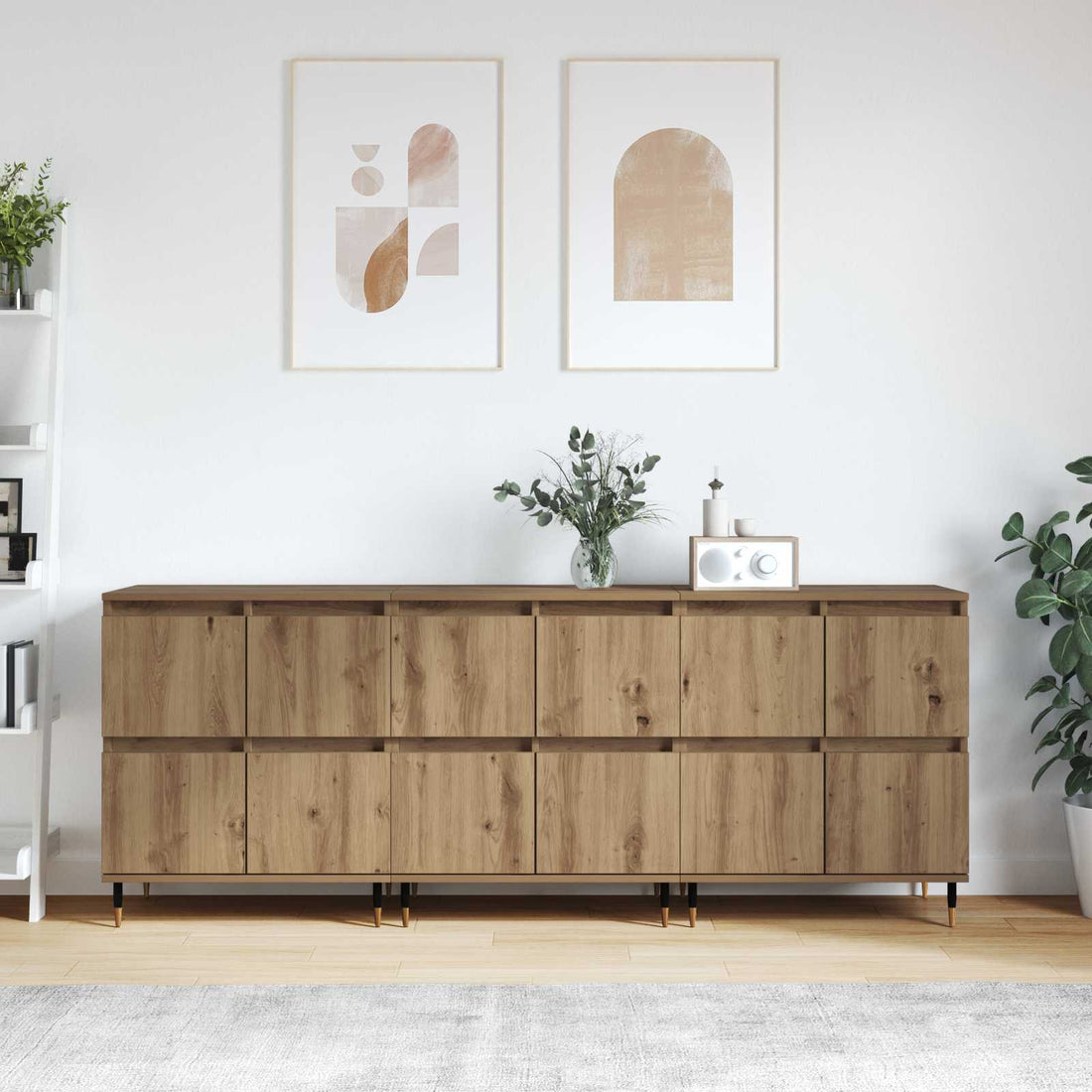 vidaXL Armario de almacenamiento 3 uds. Roble artisan 60 x 35 x 70 cm