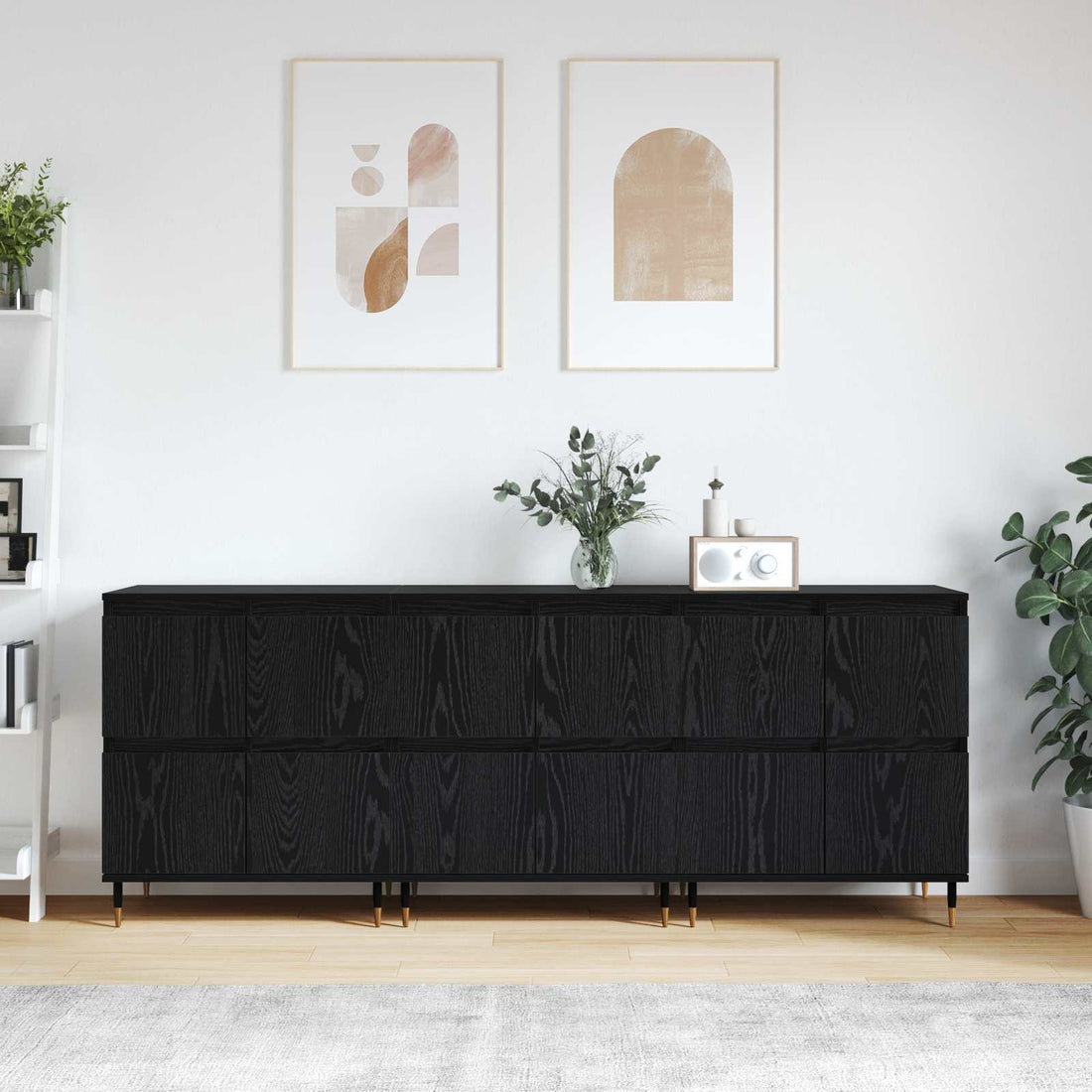 vidaXL Armario de almacenamiento 3 uds. Roble Negro 60 x 35 x 70 cm