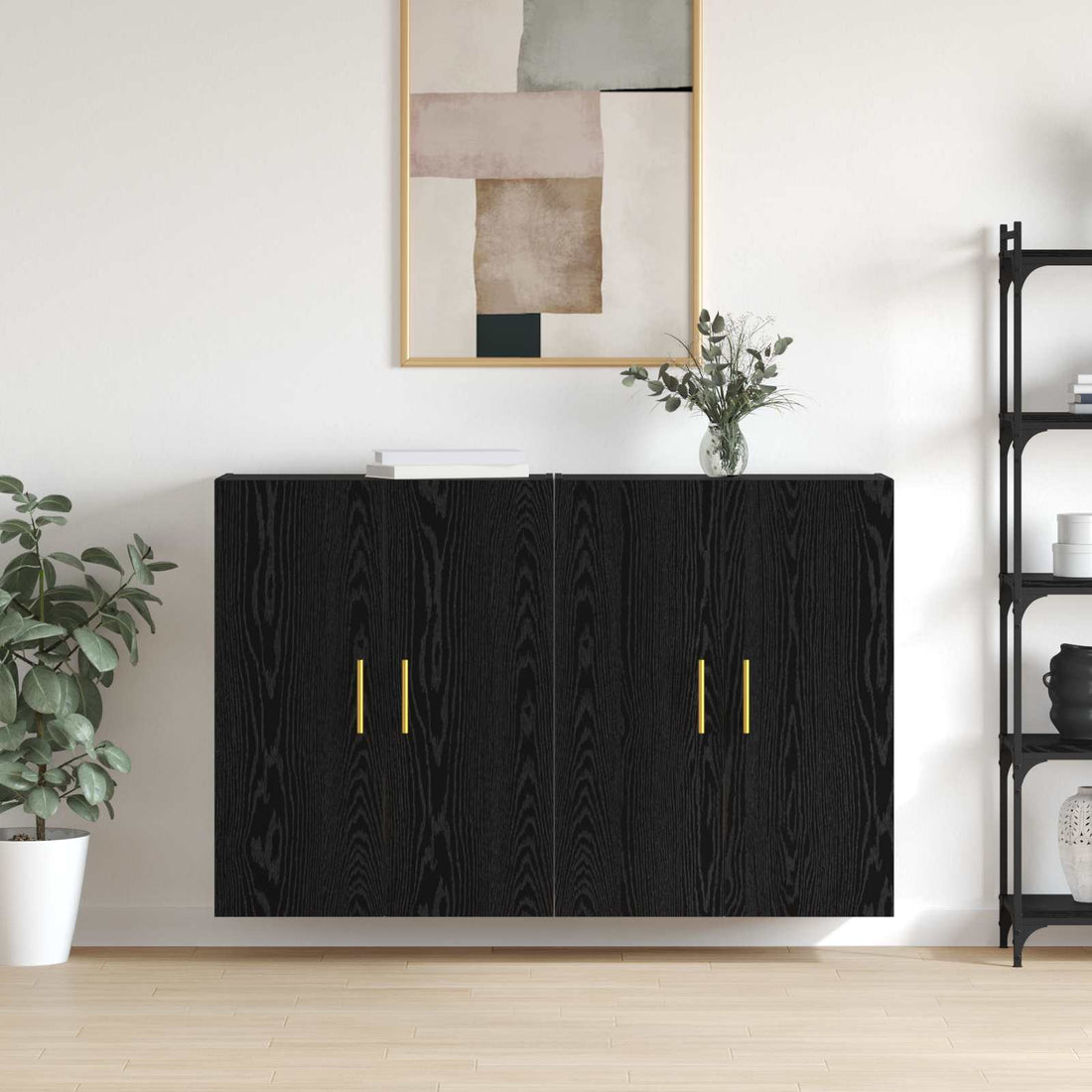 vidaXL Armario de pared 2 uds. Roble Negro 69,5 x 34 x 90 cm