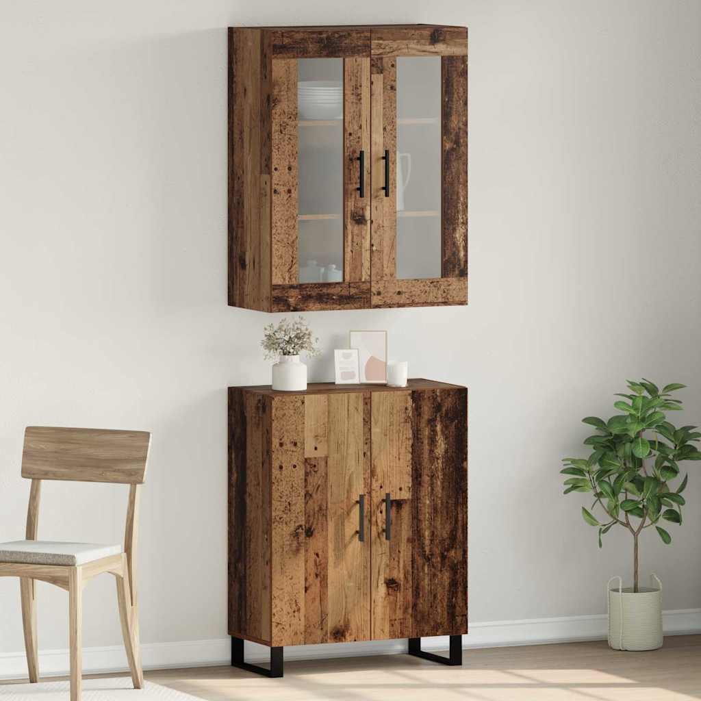 vidaXL Aparador alto 2 uds. Madera envejecida 69,5 x 34 x 180 cm