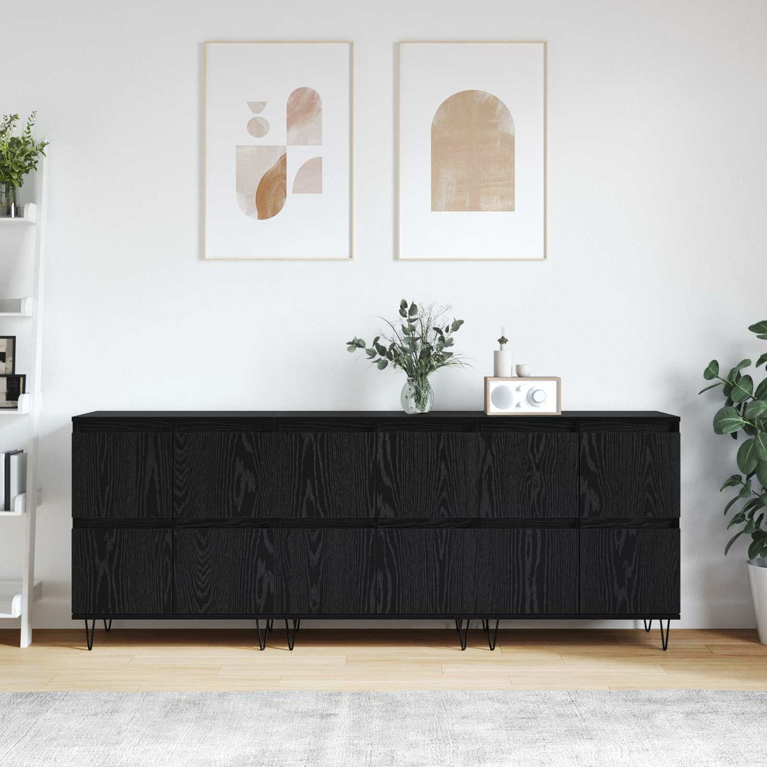 vidaXL Tableros Lateral 3 uds. Roble Negro