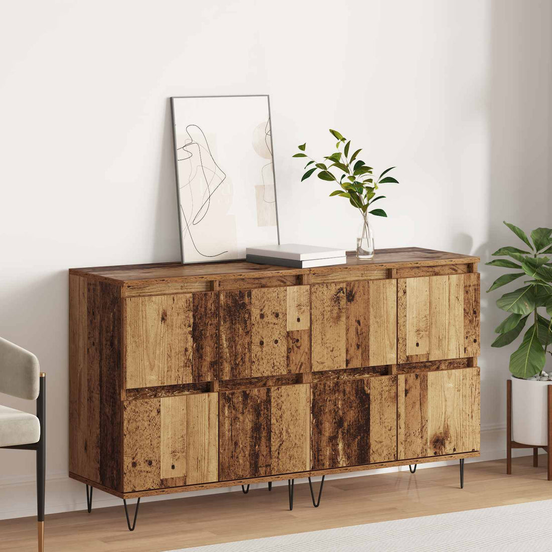 vidaXL Tableros Lateral 2 uds. Madera vieja