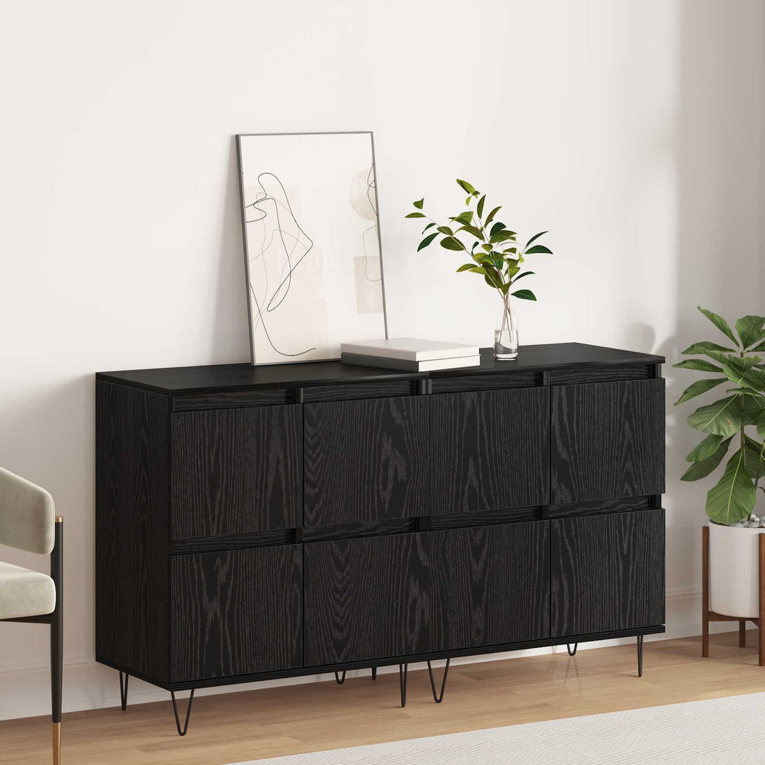 vidaXL Tableros Lateral 2 uds. Roble negro