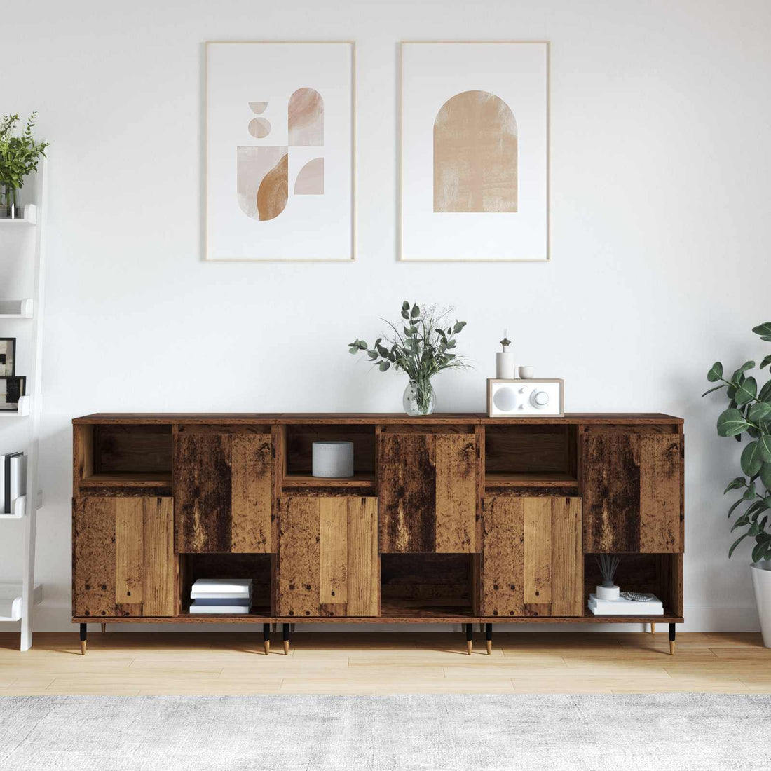vidaXL Tableros Lateral 3 uds. Madera vieja