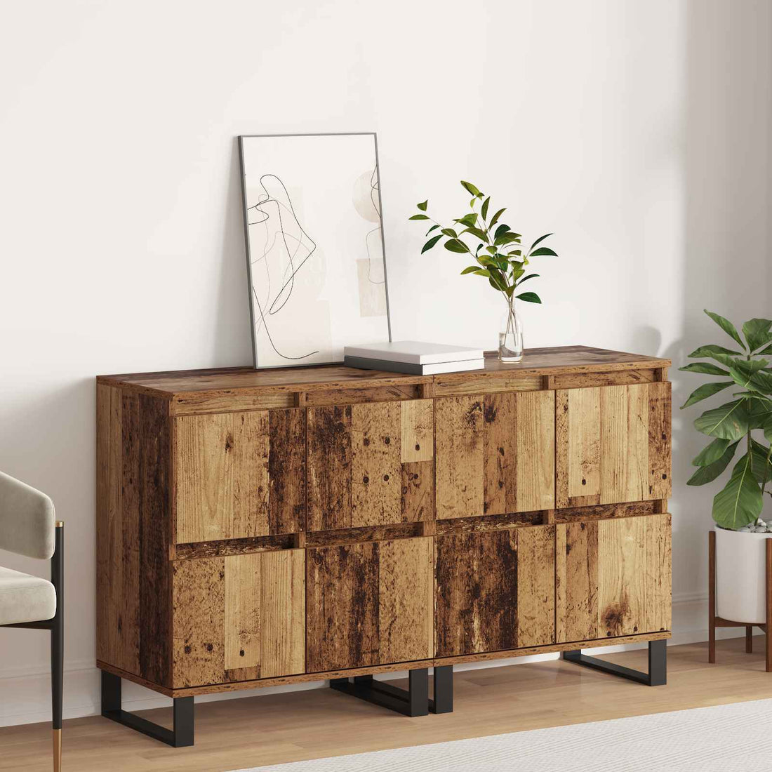 vidaXL Aparador 2 uds. Madera vieja 60 x 35 x 70 cm
