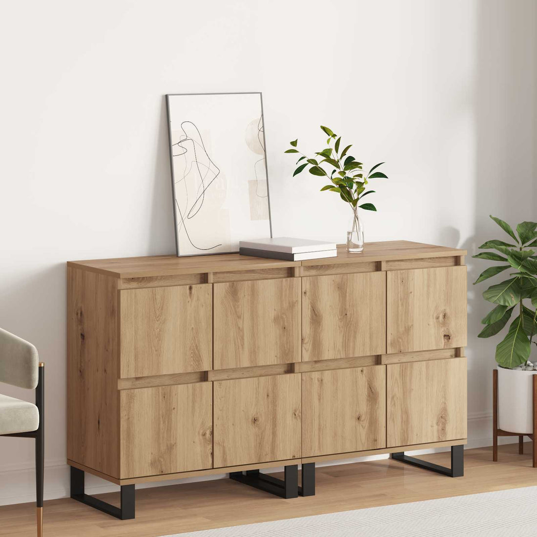 vidaXL Aparador 2 uds. Roble artisan 60 x 35 x 70 cm