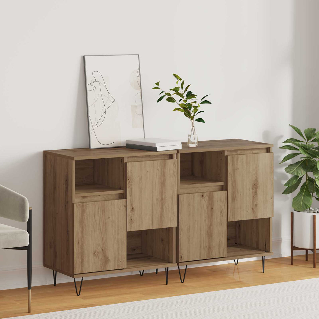 vidaXL Aparador 2 uds. Roble artisan 60 x 35 x 70 cm