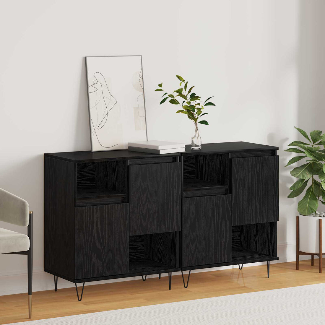 vidaXL Aparador 2 uds. Roble Negro 60 x 35 x 70 cm