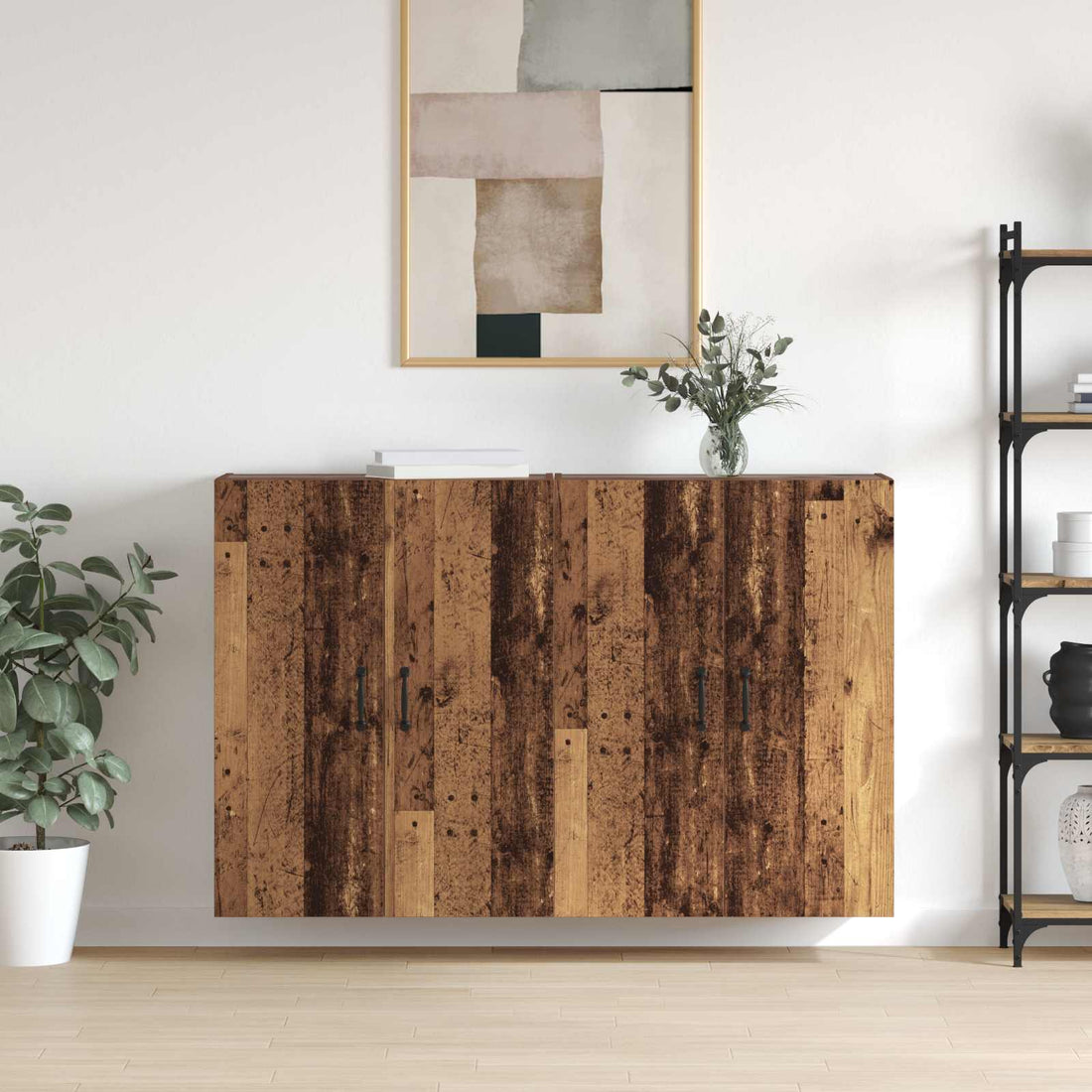 vidaXL Armario de pared 2 uds. Madera vieja 69,5 x 34 x 90 cm