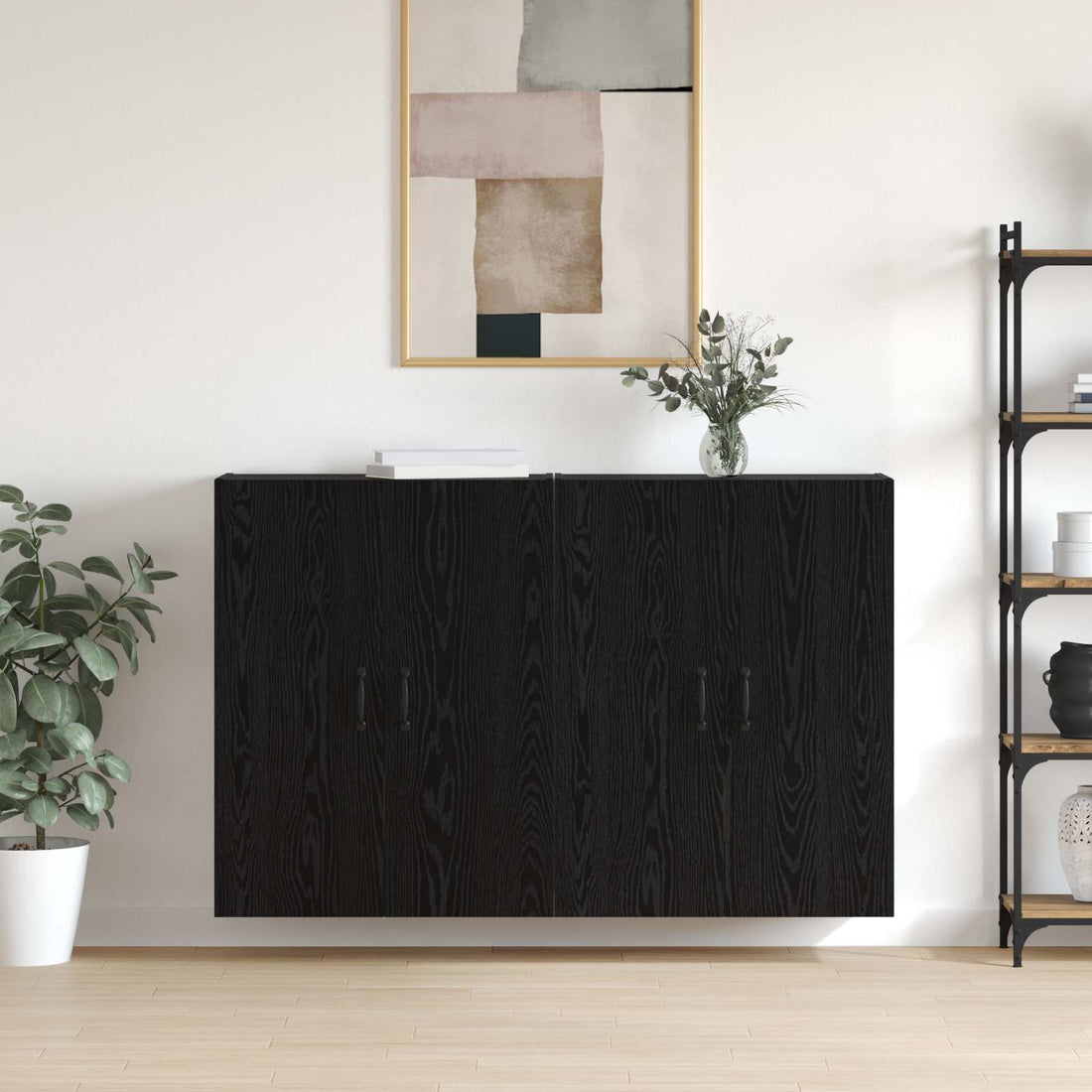 vidaXL Armario de pared 2 uds. Roble Negro 69,5 x 34 x 90 cm