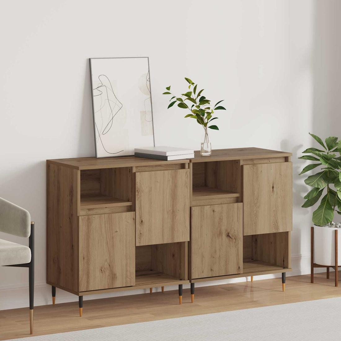 vidaXL Tableros Lateral 2 uds. Roble artisan