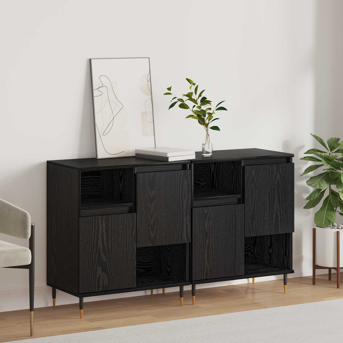 vidaXL Tableros Lateral 2 uds. Roble negro
