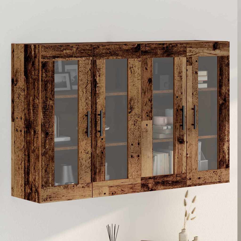 vidaXL Armarios de pared 2 uds. Madera envejecida 69,5 x 34 x 90 cm