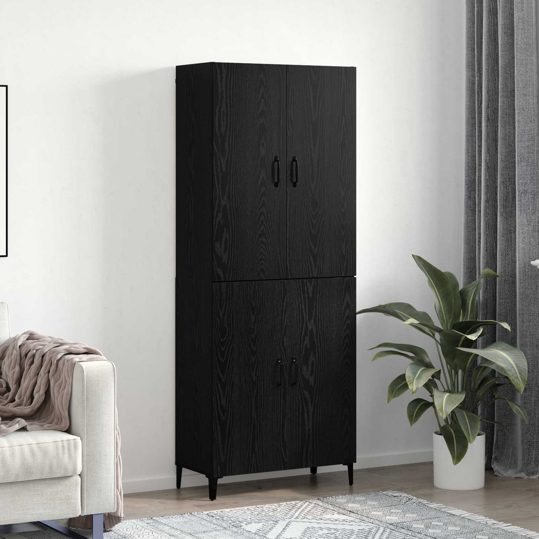 vidaXL Aparador alto 2 uds. Roble Negro 69,5 x 34 x 180 cm