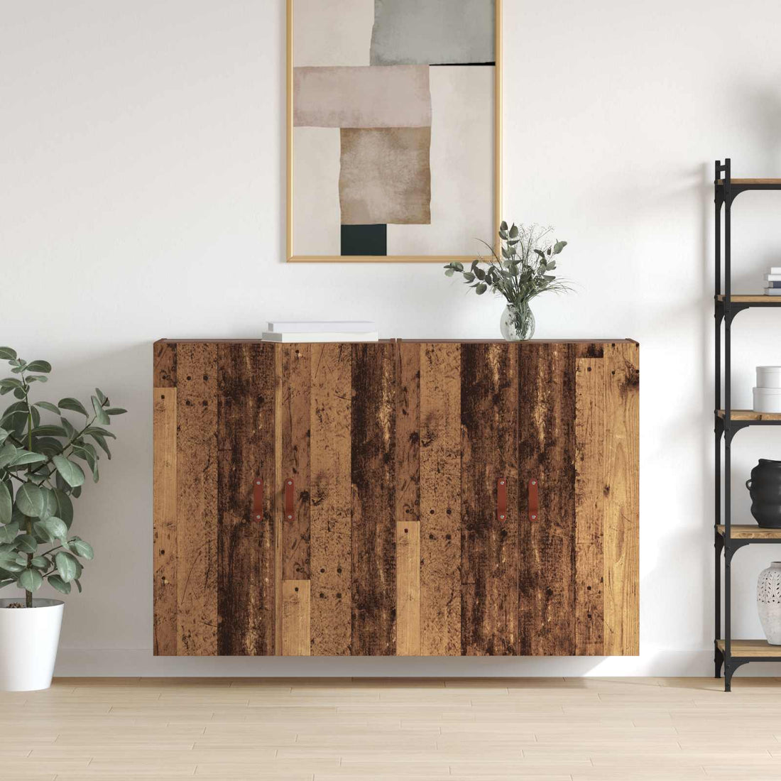 vidaXL Armario de pared 2 uds. Madera vieja 69,5 x 34 x 90 cm