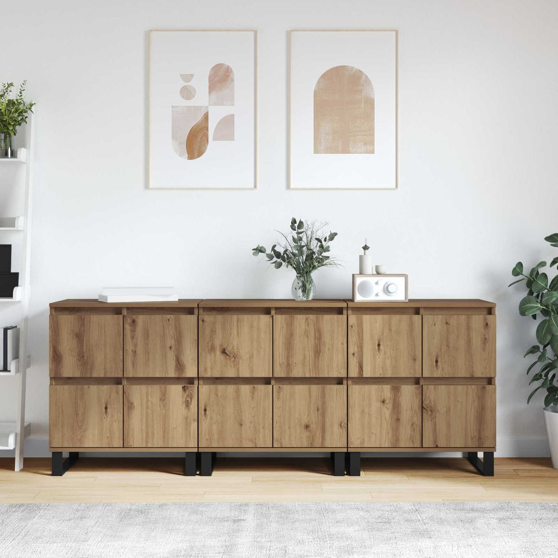 vidaXL Aparador 3 uds. Roble artisan 60 x 35 x 70 cm