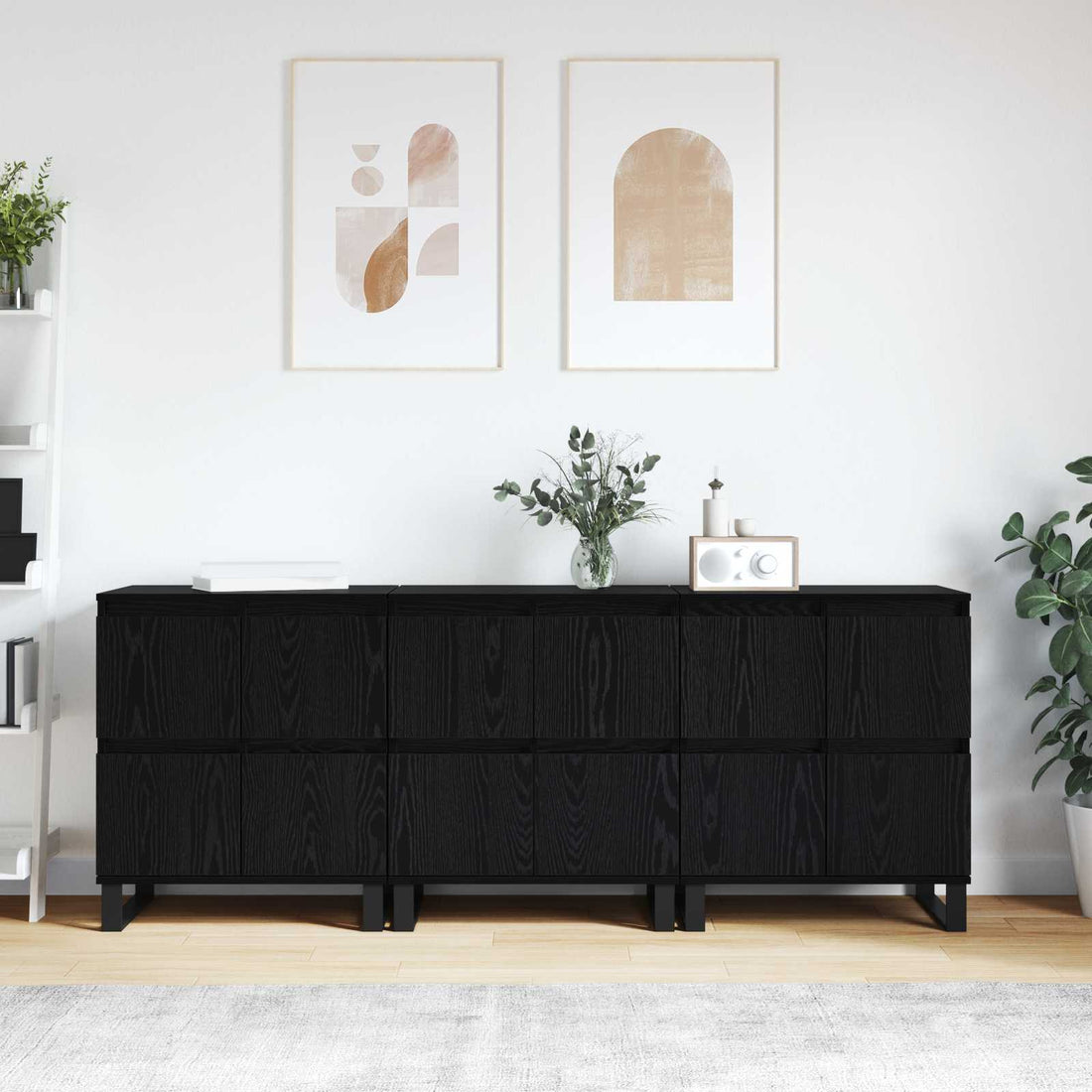 vidaXL Aparador 3 uds. Roble Negro 60 x 35 x 70 cm