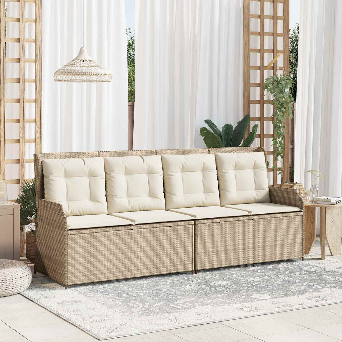 vidaXL Banco de jardín Beige ratán sintético