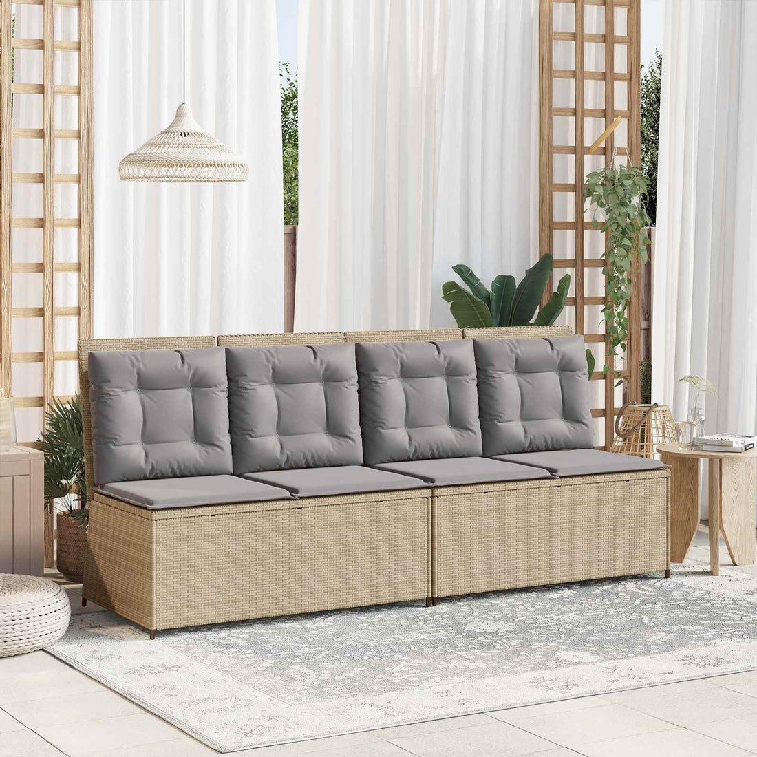 vidaXL Banco de jardín Beige ratán sintético