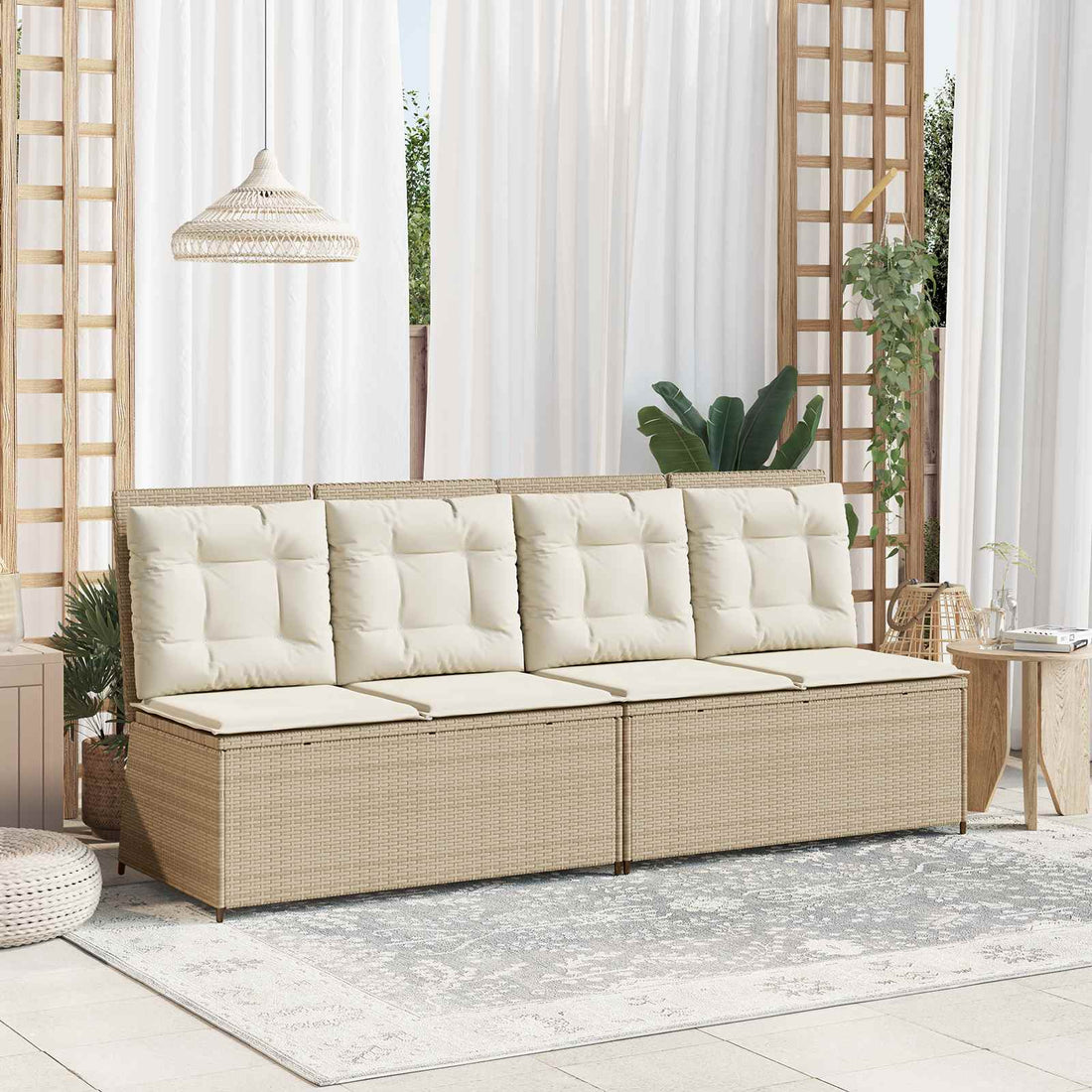 vidaXL Banco de jardín Beige ratán sintético