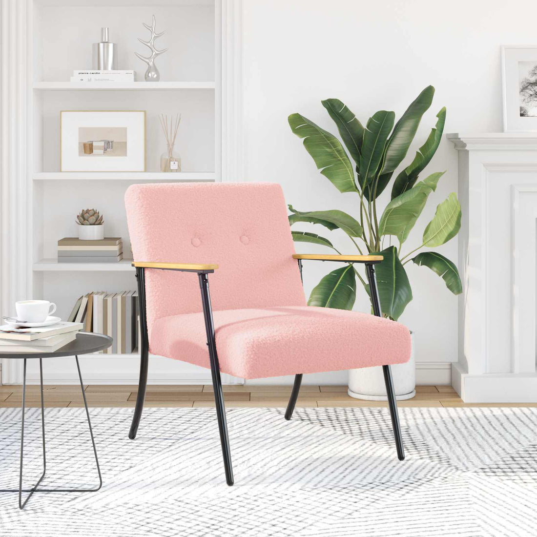 vidaXL sillón Rosa Tejido parecido a lana rizada