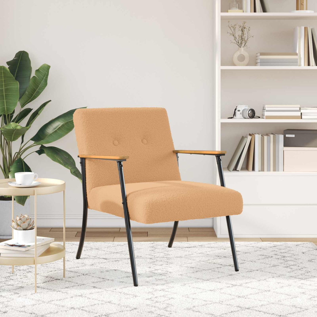 vidaXL sillón Beige Tejido parecido a lana rizada
