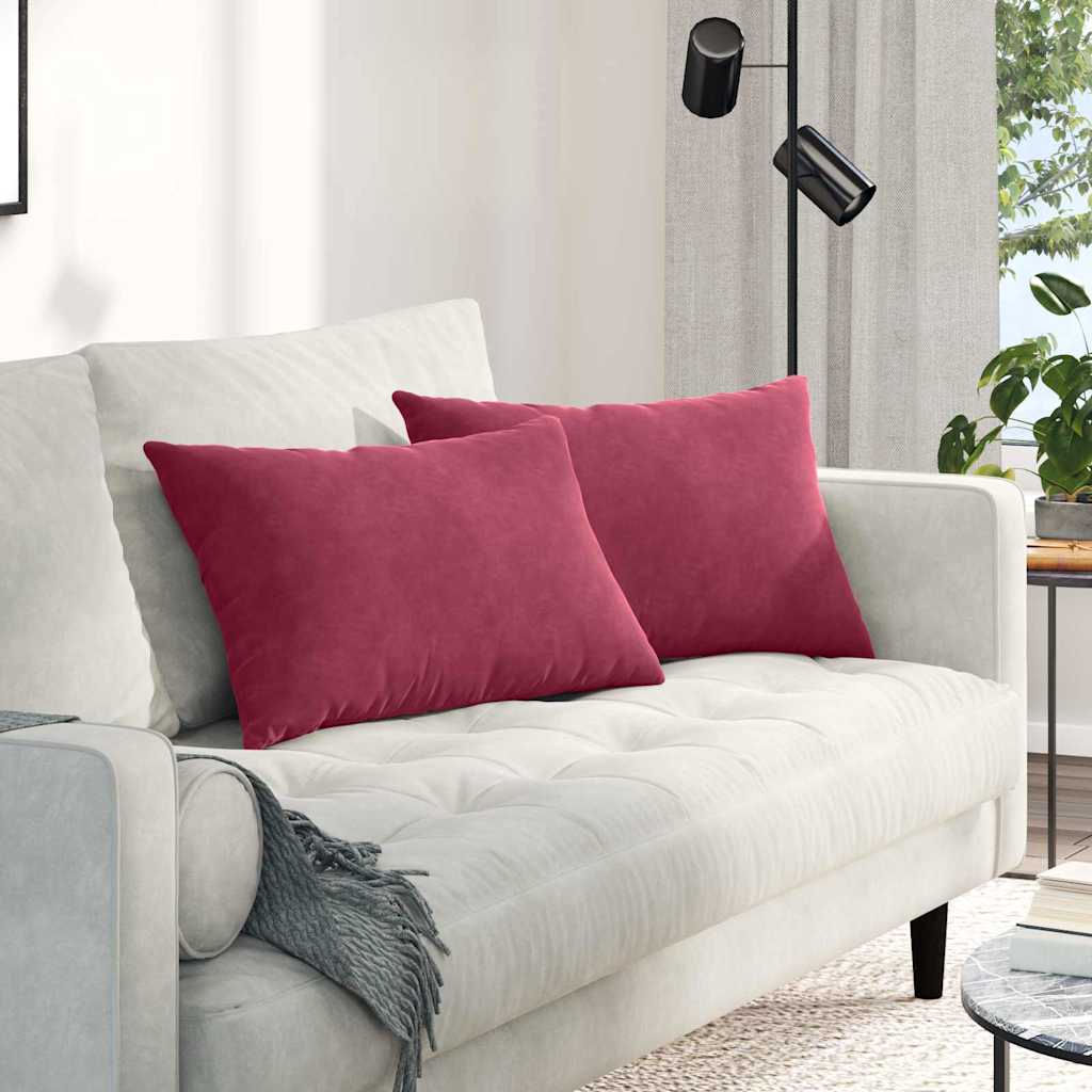 vidaXL Cojines de sofá 2 pcs Rojo vino 60 x 40 cm Tela de pana