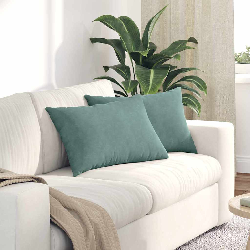 vidaXL Cojines de sofá 2 pcs Verde Mar 60 x 40 cm Tela de pana
