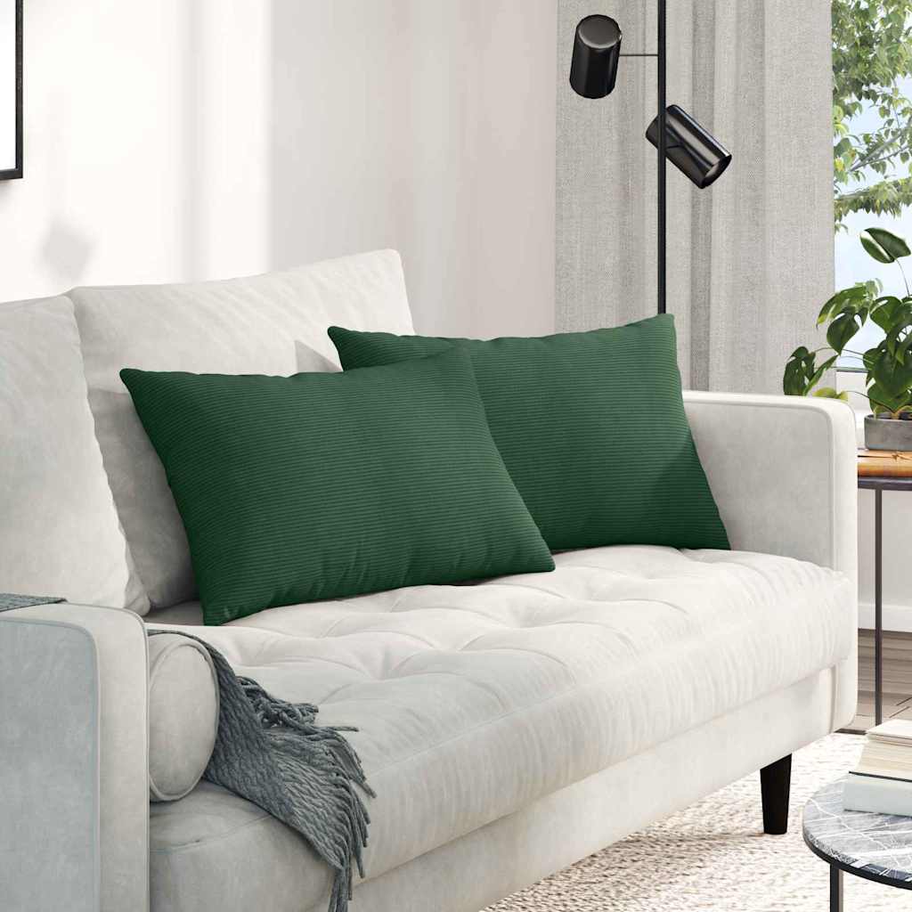 vidaXL Cojines de sofá 2 pcs Verde oscuro 60 x 40 cm Tela de pana