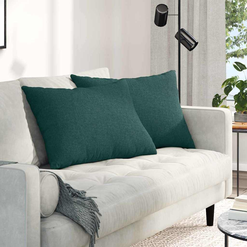 vidaXL Cojines de sofá 2 uds. tela Verde oscuro 70 x 50 cm