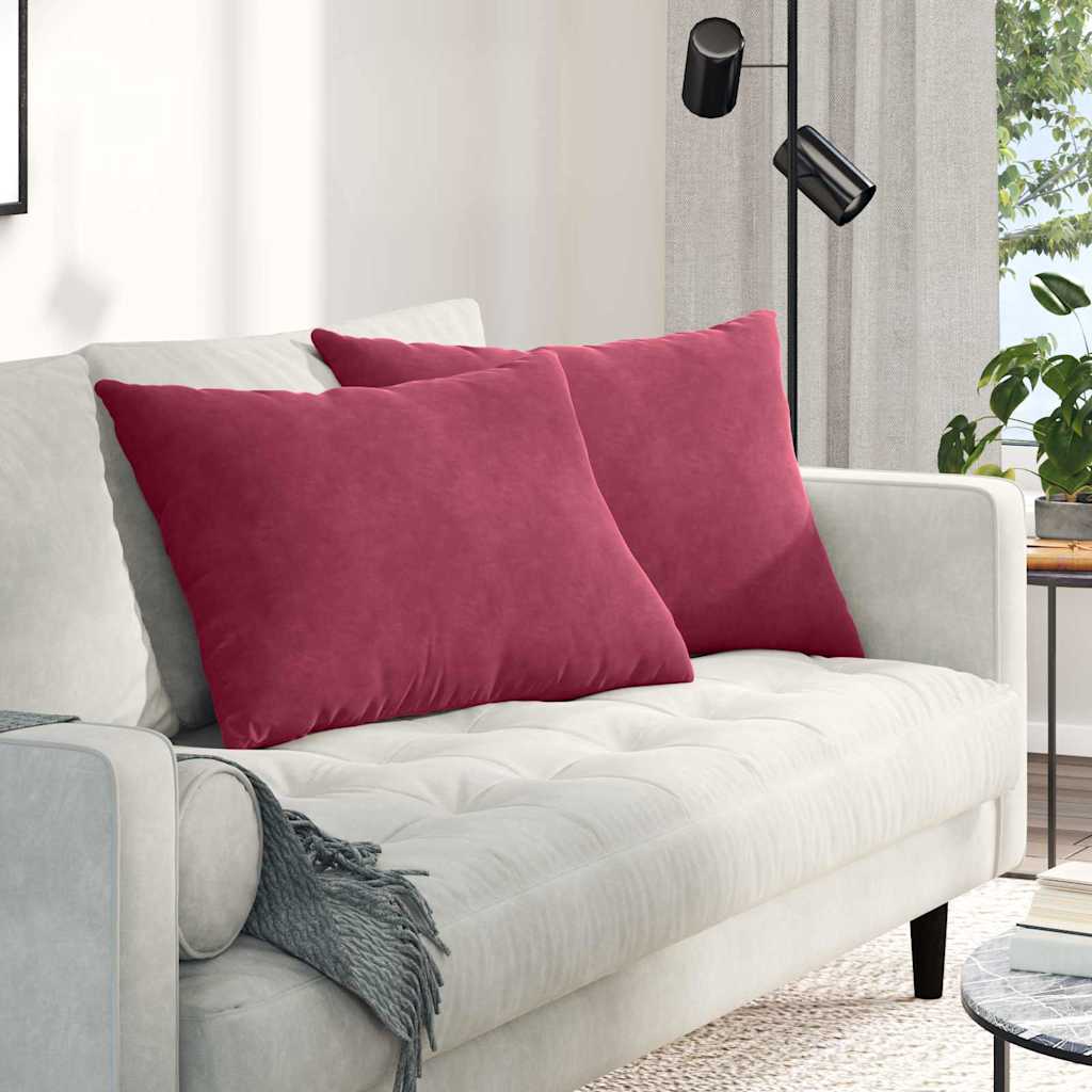 vidaXL Cojines de sofá 2 pcs Rojo vino 70 x 50 cm Tela de pana