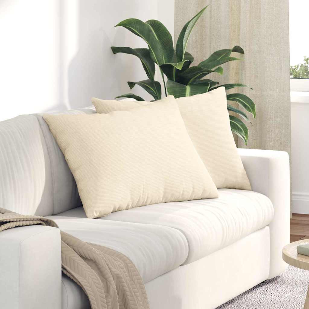 vidaXL Cojines de sofá 2 pcs Crema 70 x 50 cm Tela de pana