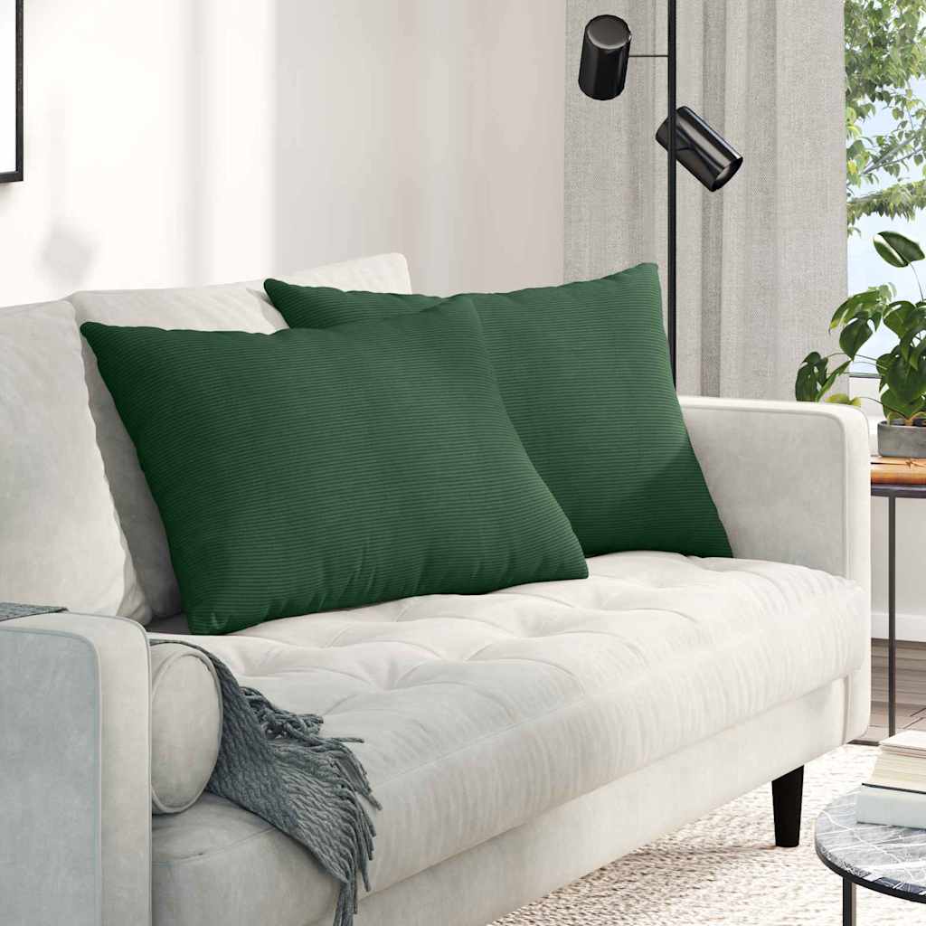 vidaXL Cojines de sofá 2 pcs Verde oscuro 70 x 50 cm Tela de pana