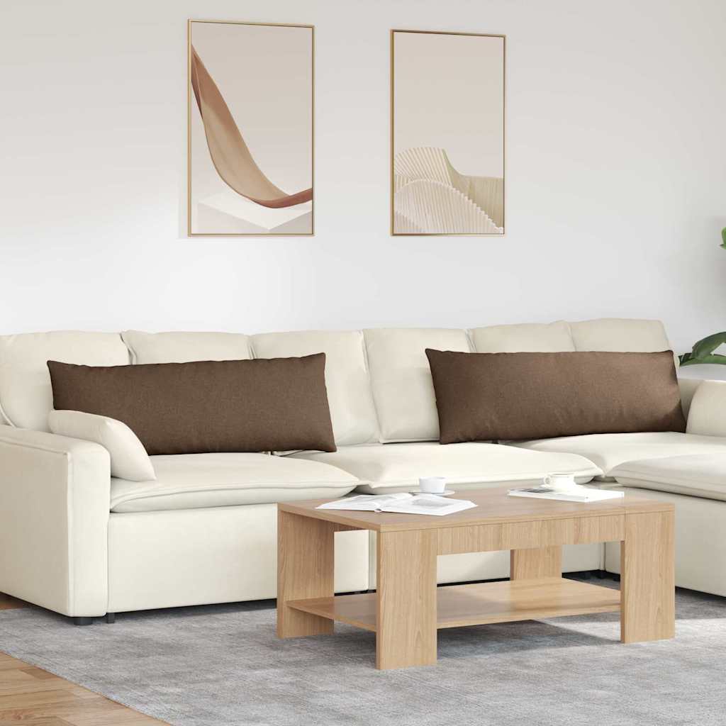 vidaXL Cojines de sofá 2 uds. tela Marrón 120 x 40 cm