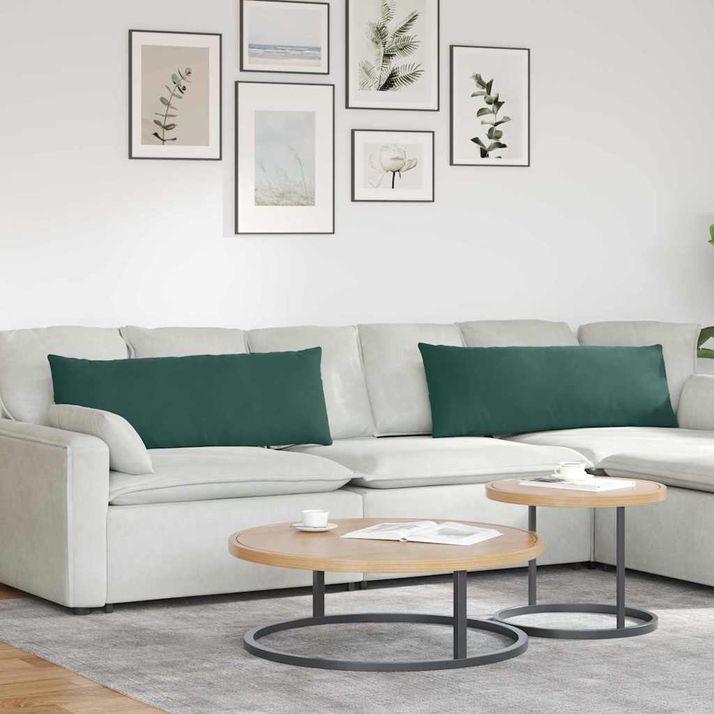 vidaXL Cojines de sofá 2 pcs Verde oscuro 120 x 40 cm Tela de pana
