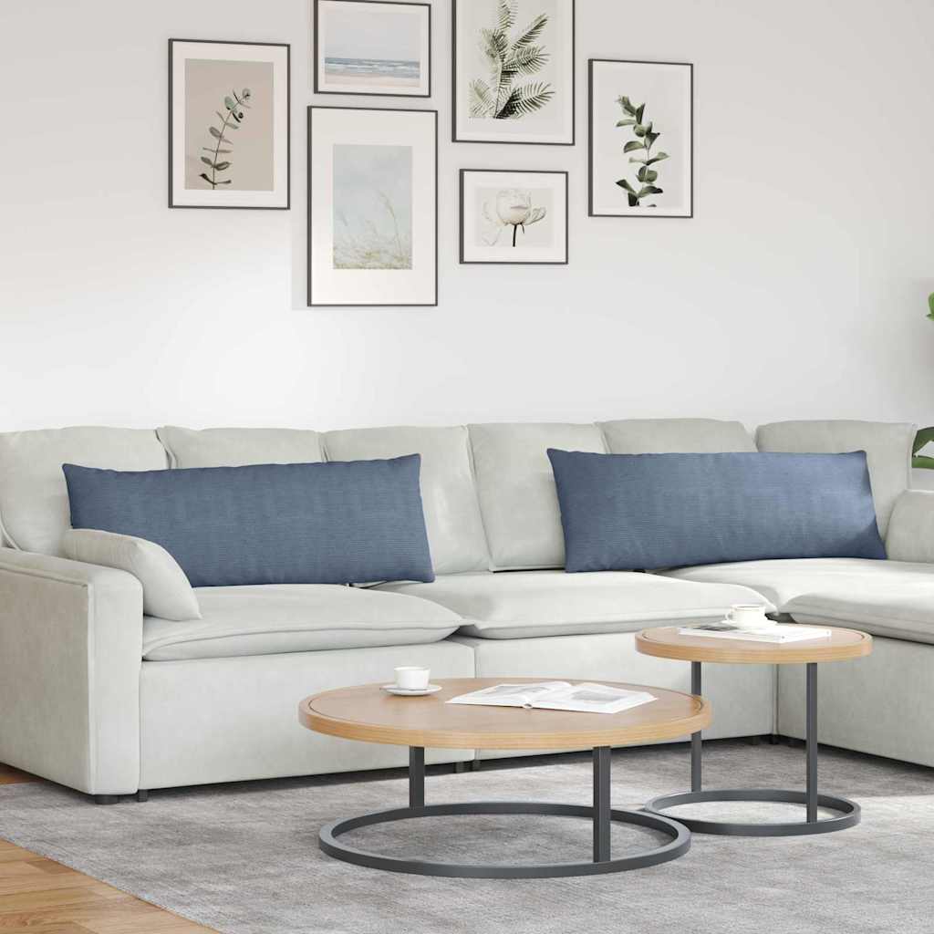 vidaXL Cojines de sofá 2 pcs Azul 120 x 40 cm Tela de pana