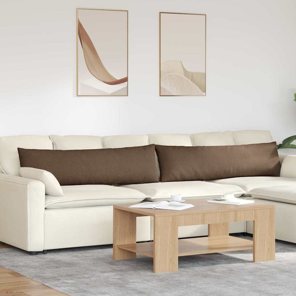 vidaXL Cojines de sofá 2 uds. tela Marrón 145 x 40 cm