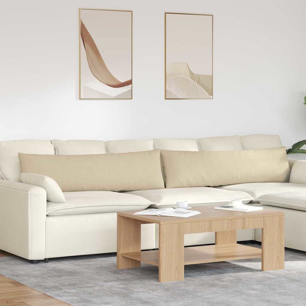 vidaXL Cojines de sofá 2 uds. tela Crema 145 x 40 cm
