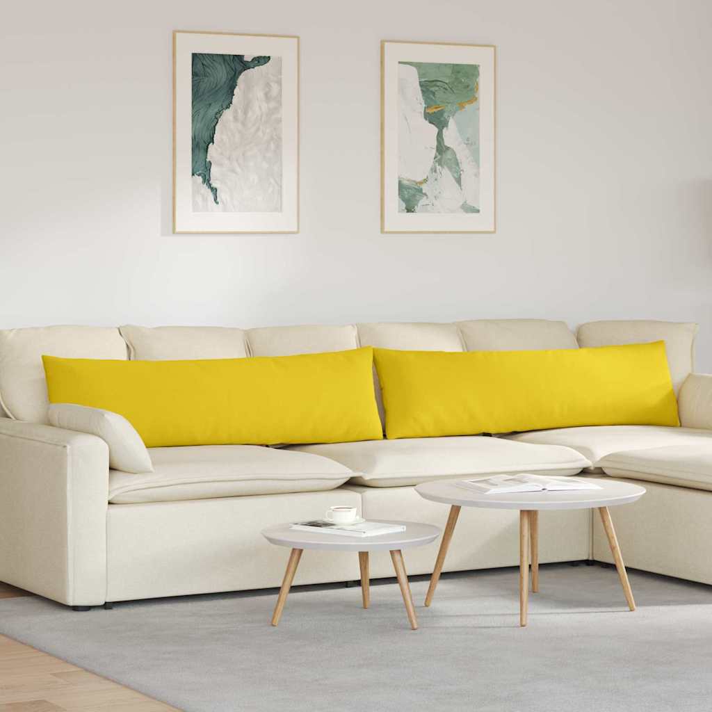 vidaXL Cojines de sofá 2 uds. tela Amarillo Claro 145 x 40 cm