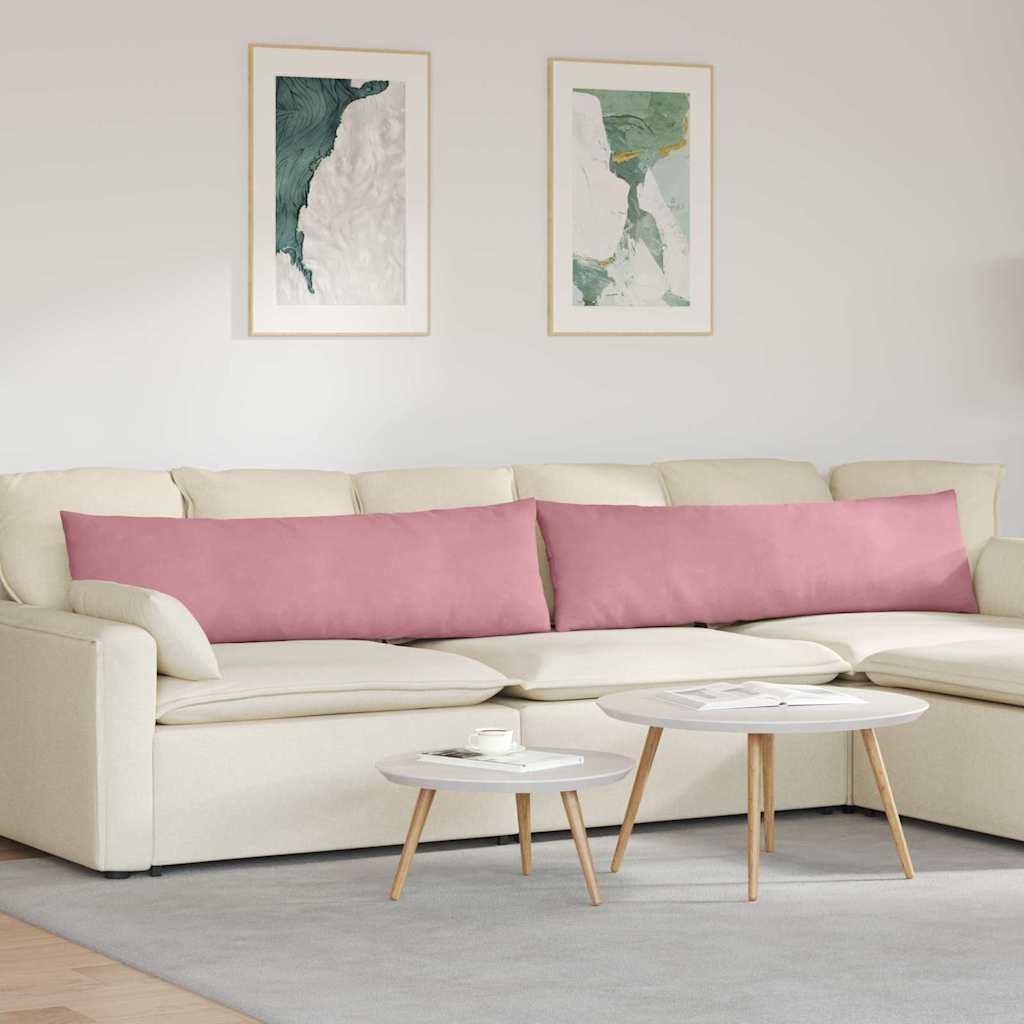vidaXL Cojines de sofá 2 pcs Rosa 145 x 40 cm Tela de pana