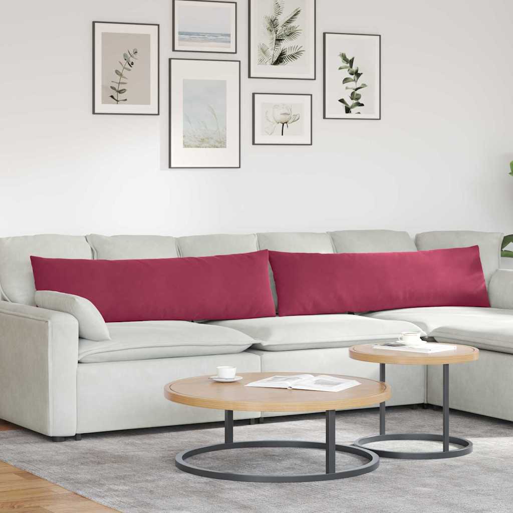 vidaXL Cojines de sofá 2 pcs Rojo vino 145 x 40 cm Tela de pana