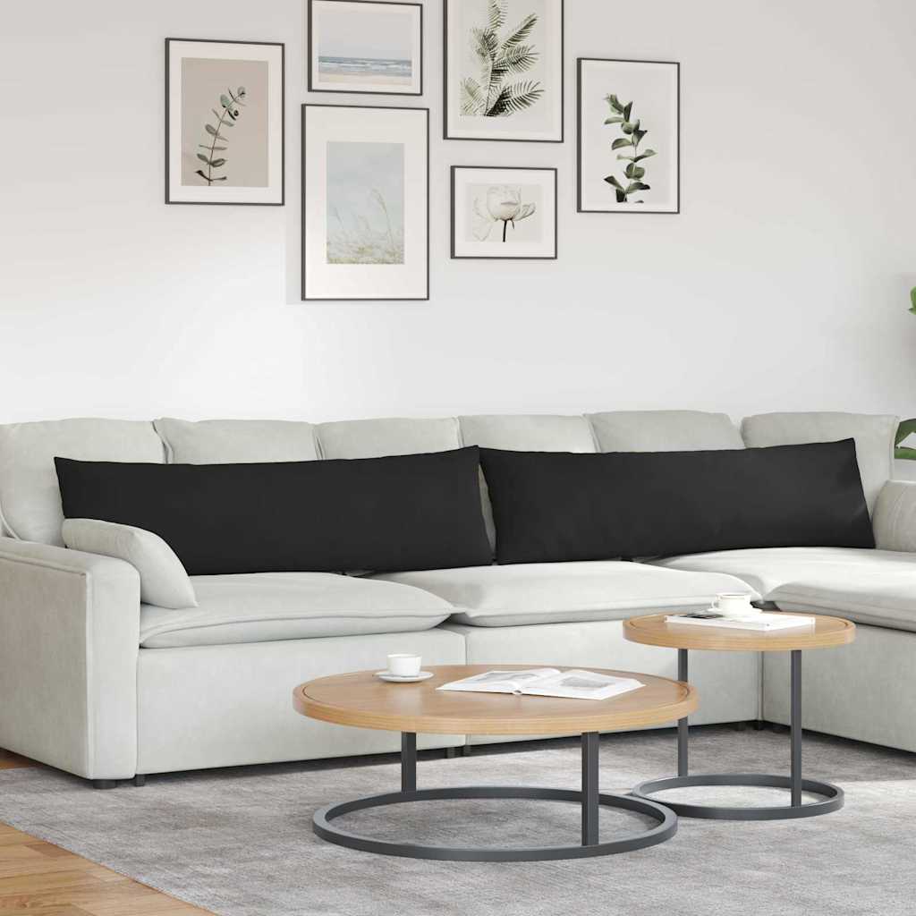 vidaXL Cojines de sofá 2 uds. tela Negro 145 x 40 cm