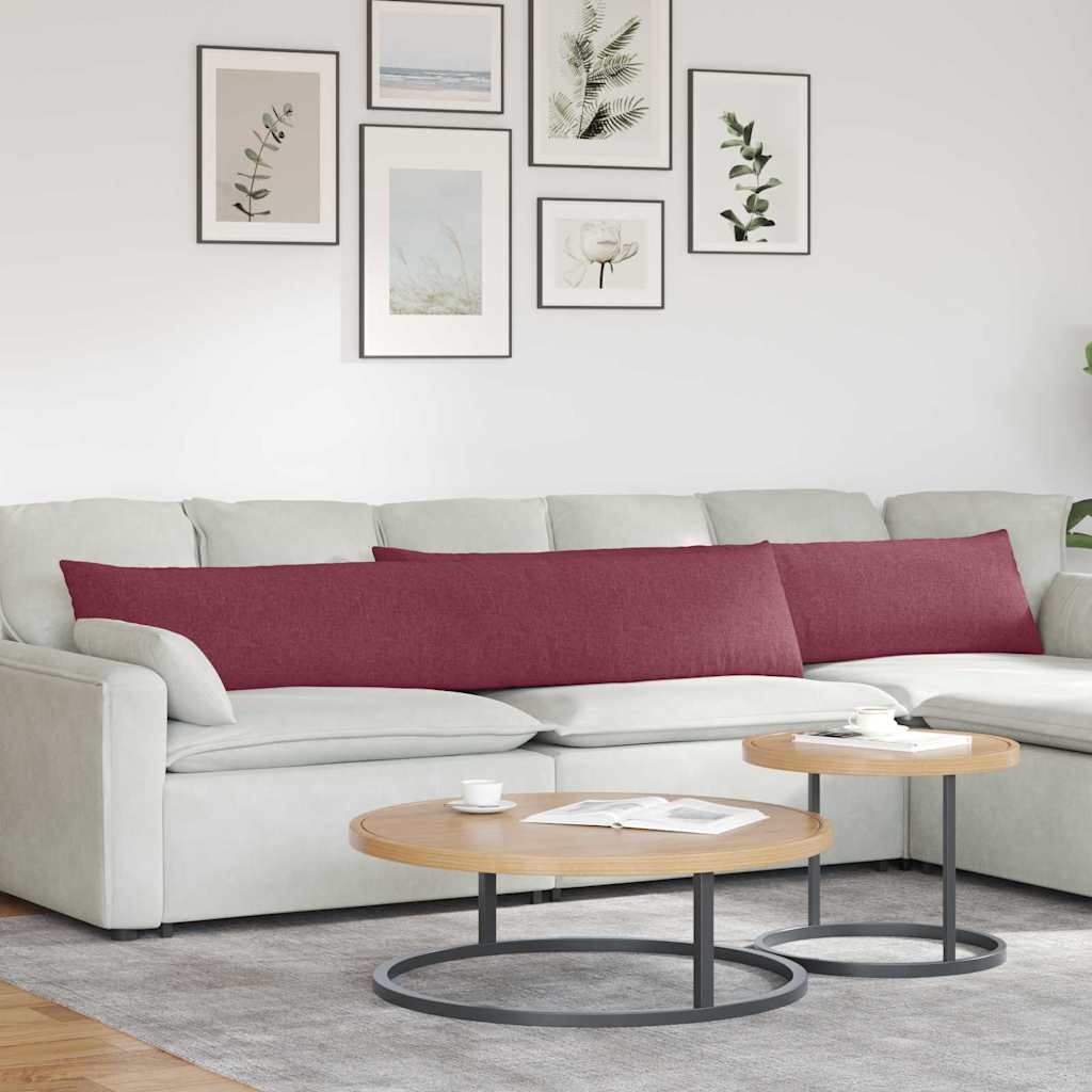 vidaXL Cojines de sofá 2 uds. tela Rojo vino 200 x 40 cm