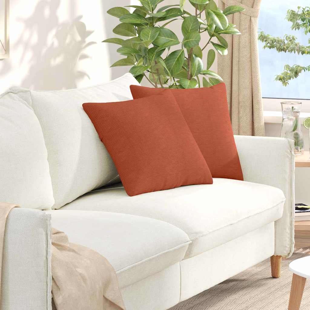 vidaXL Cojines de sofá 2 pcs Rojo Naranja 45 x 45 cm Tela de pana