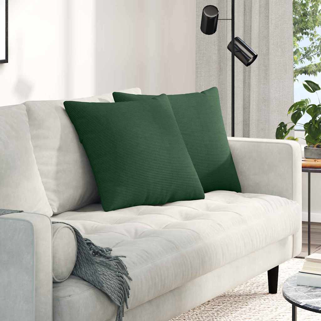vidaXL Cojines de sofá 2 pcs Verde oscuro 50 x 50 cm Tela de pana