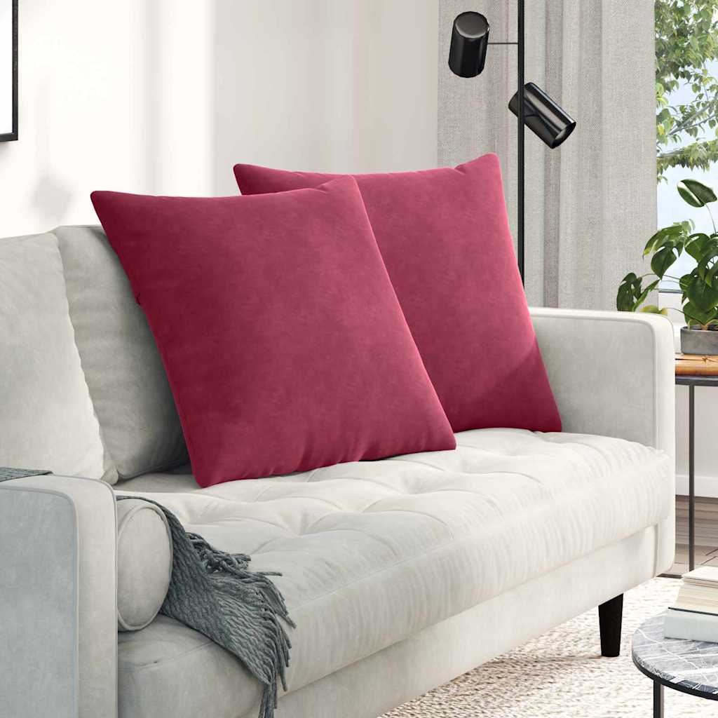 vidaXL Cojines de sofá 2 pcs Rojo vino 60 x 60 cm Tela de pana