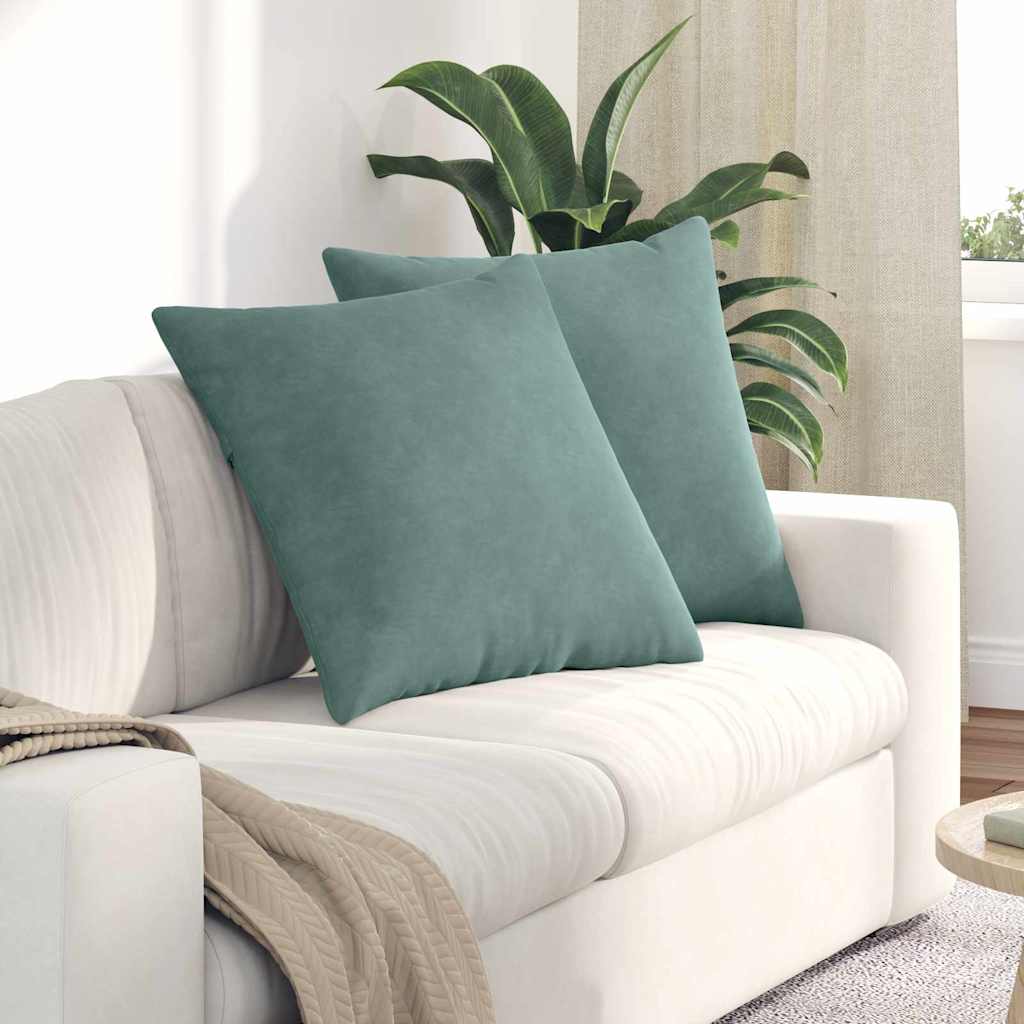 vidaXL Cojines de sofá 2 pcs Verde Mar 60 x 60 cm Tela de pana